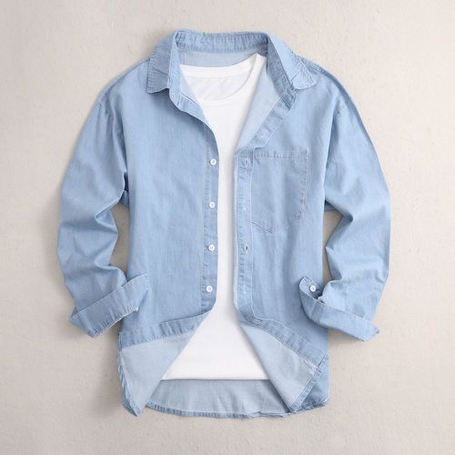 Chemise en jean patch à poche (sans t-shirt) - SHEIN - Modalova