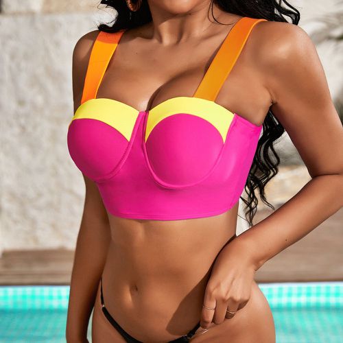Haut de bikini à blocs de couleurs push-up - SHEIN - Modalova