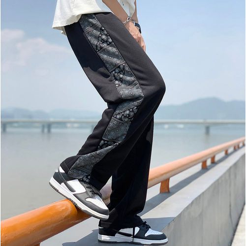 Pantalon de survêtement contrastant paisley à bande latérale à cordon - SHEIN - Modalova