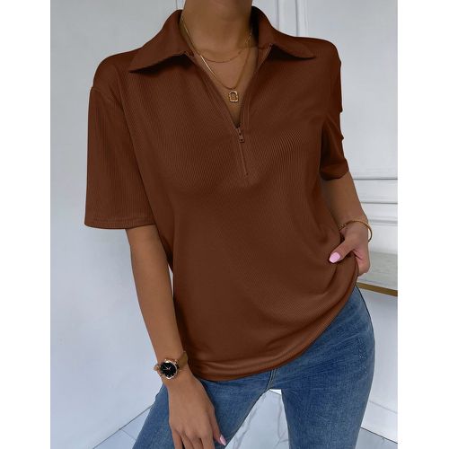 T-shirt zippé côtelé - SHEIN - Modalova