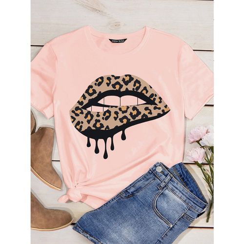 T-shirt léopard & à imprimé lèvre - SHEIN - Modalova
