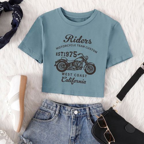 T-shirt moto et lettre - SHEIN - Modalova