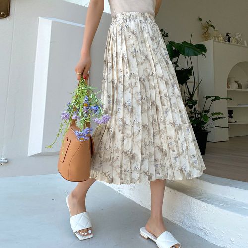 Jupe plissée taille haute à imprimé floral - SHEIN - Modalova