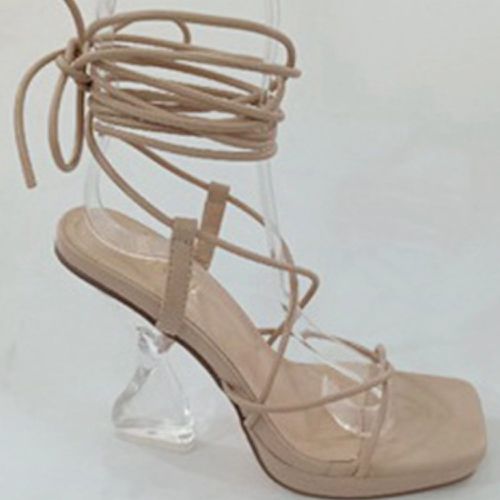Sandales à lacets à bout carré talon - SHEIN - Modalova