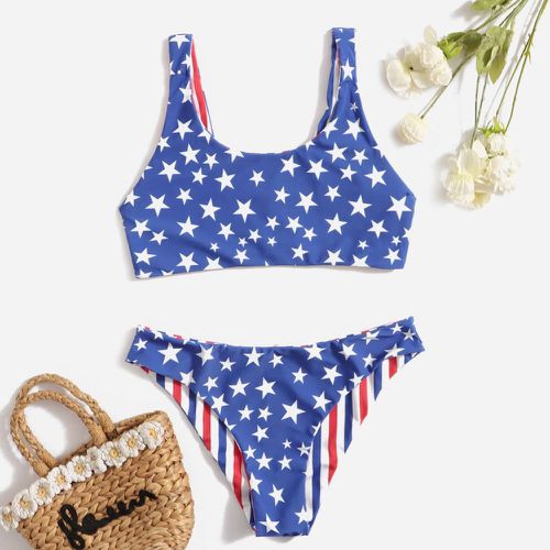 Bikini réversible à imprimé drapeau américain - SHEIN - Modalova