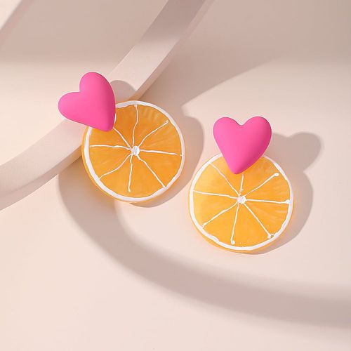Pendants d'oreilles cœur & citron tranche - SHEIN - Modalova