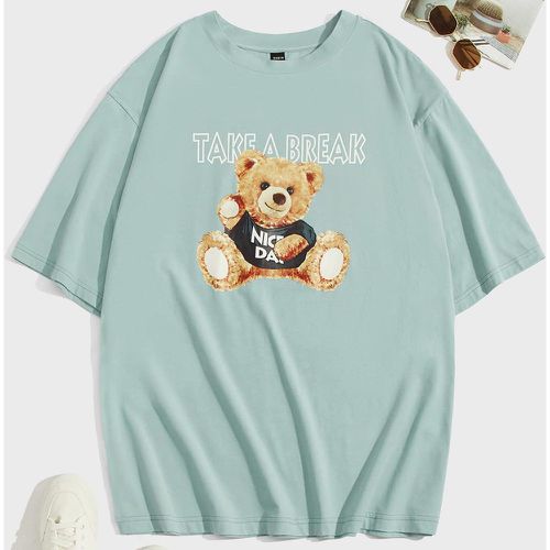 T-shirt à motif d'ours et de slogan - SHEIN - Modalova