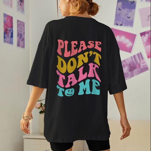 T-shirt oversize à motif slogan - SHEIN - Modalova