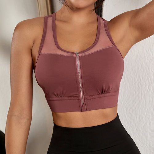 Brassière de sport à blocs de couleurs zippé - SHEIN - Modalova