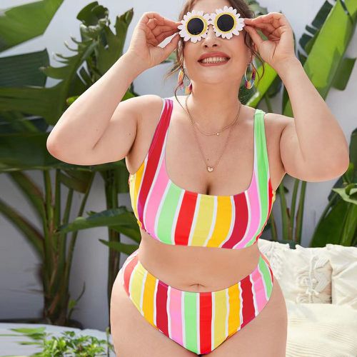 Bikini à blocs de couleurs à rayures - SHEIN - Modalova