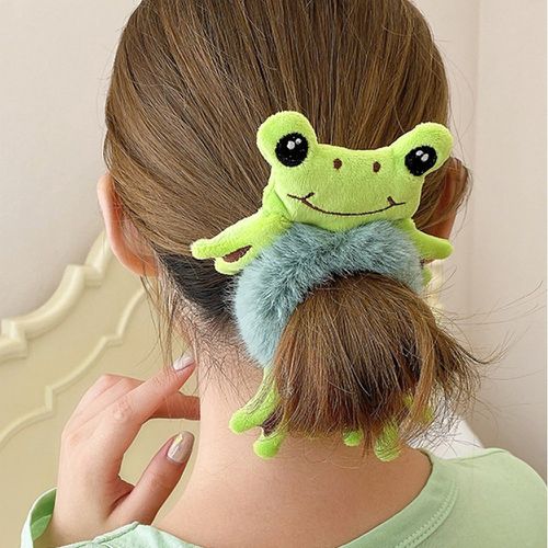 Élastique à cheveux en tissu duveteux à détail de grenouille - SHEIN - Modalova