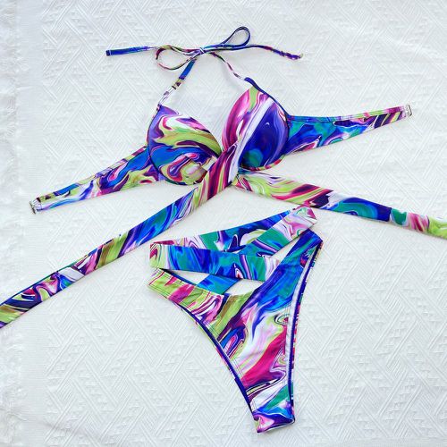 Bikini push-up à imprimé croisé - SHEIN - Modalova