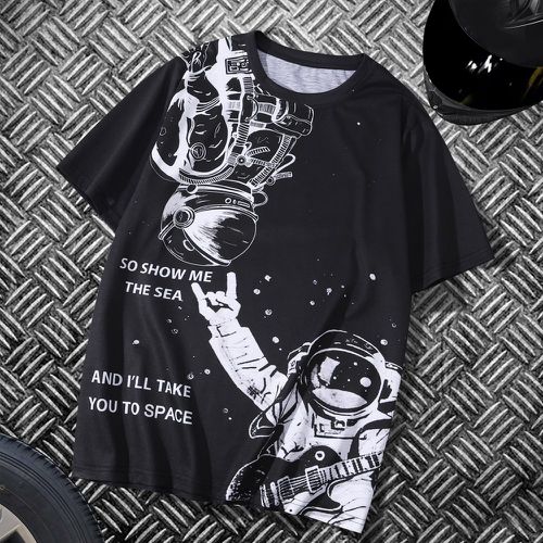 T-shirt à motif slogan et astronaute - SHEIN - Modalova
