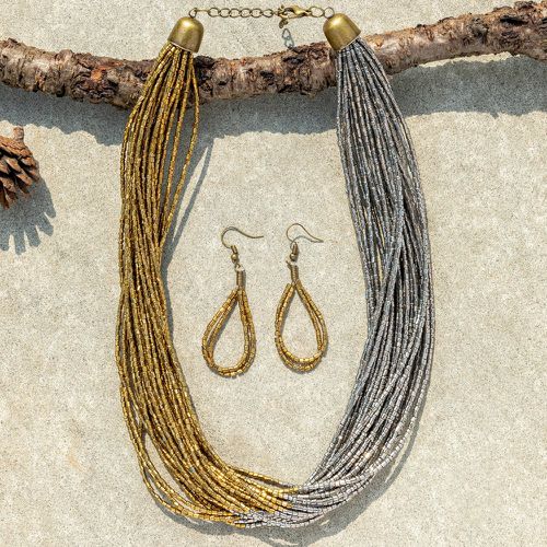 Collier à perles multicouche & pendants d'oreilles - SHEIN - Modalova