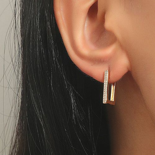 Boucles d'oreilles zircone cubique design géométrique - SHEIN - Modalova