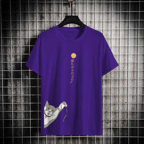 T-shirt chat & lettre japonaise - SHEIN - Modalova