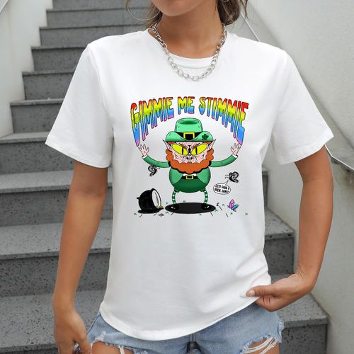 T-shirt dessin animé et slogan - SHEIN - Modalova