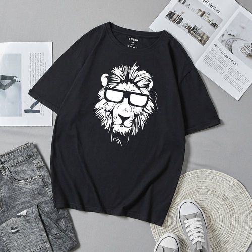 Homme T-shirt à imprimé lion - SHEIN - Modalova