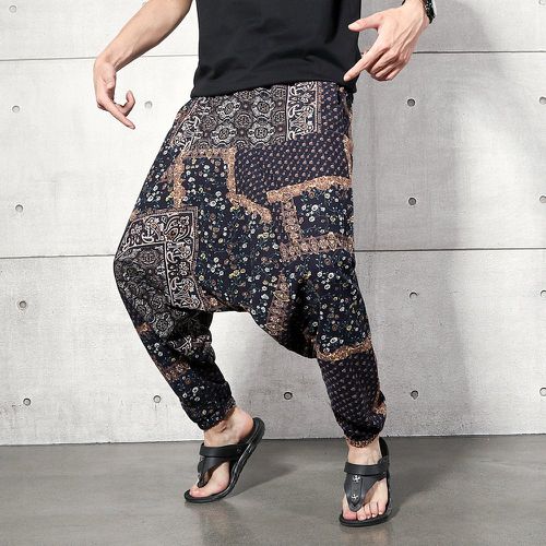 Pantalon à entrejambe bas à imprimé patchwork - SHEIN - Modalova