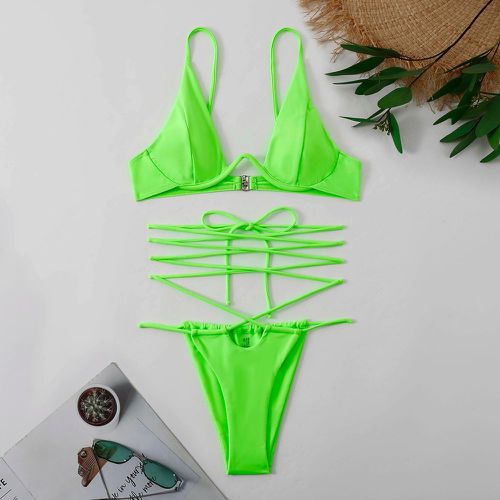 Bikini vert fluo à lacets à armature - SHEIN - Modalova
