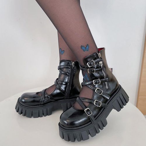 Sandales bottes à boucle zippé à plate-forme - SHEIN - Modalova