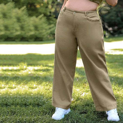 Pantalon ample unicolore à poche - SHEIN - Modalova