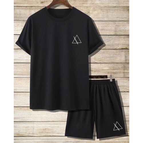 Short & T-shirt à imprimé géométrique - SHEIN - Modalova