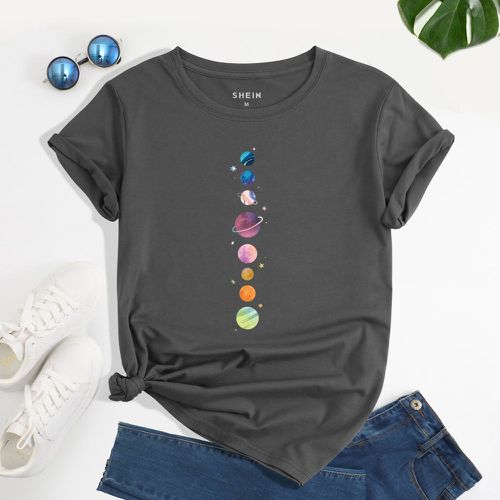 T-shirt à imprimé planète - SHEIN - Modalova