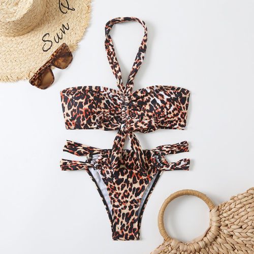 Bikini léopard à cordon - SHEIN - Modalova