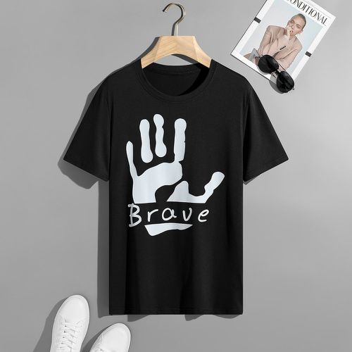 T-shirt à motif lettre et main - SHEIN - Modalova