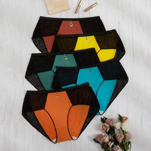 Pièces Culotte à blocs de couleurs avec tulle - SHEIN - Modalova
