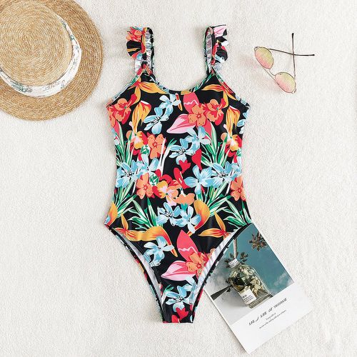 Maillot de bain une pièce floral aléatoire à imprimé à volants - SHEIN - Modalova