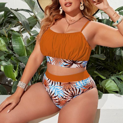 Bikini à imprimé tropical à ruché - SHEIN - Modalova