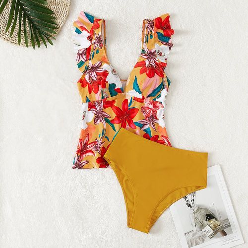 Bikini fleuri à plis - SHEIN - Modalova