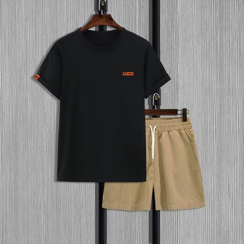 Chiffres et lettres T-shirt & Short à cordon - SHEIN - Modalova