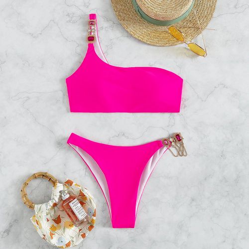 Bikini rose fluo asymétrique - SHEIN - Modalova