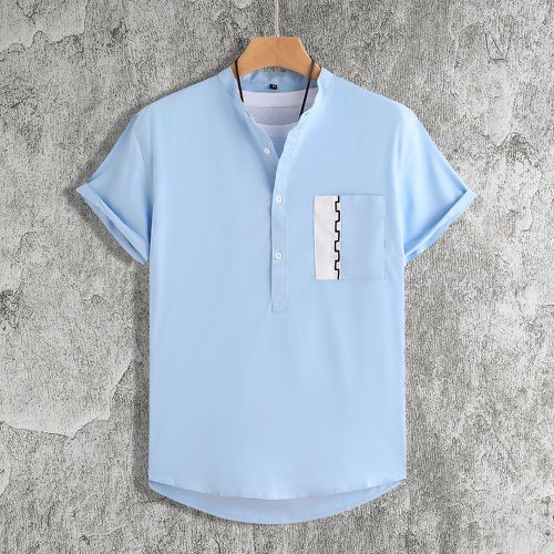 Chemise à broderie patch à poche asymétrique (sans t-shirt) - SHEIN - Modalova