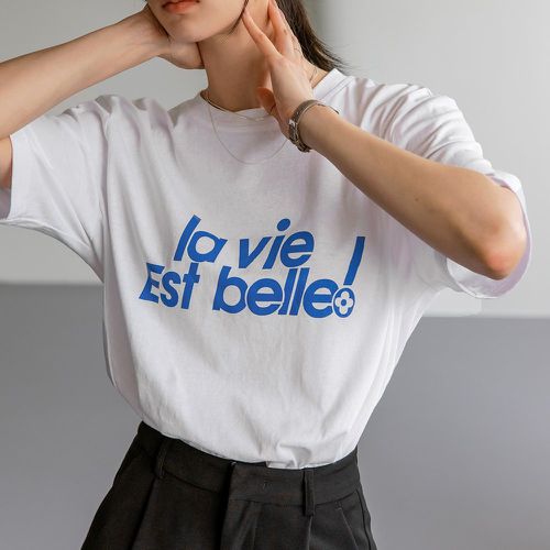 T-shirt à motif slogan fendu - SHEIN - Modalova