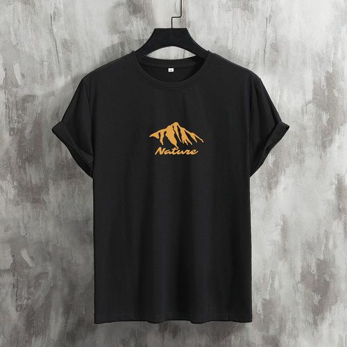 T-shirt à imprimé montagne et lettres - SHEIN - Modalova