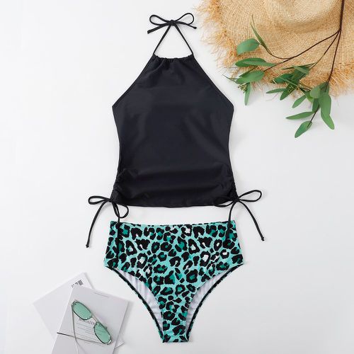 Bikini à léopard à cordon ras-du-cou taille haute - SHEIN - Modalova