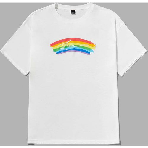 T-shirt à imprimé arc-en-ciel et lettre - SHEIN - Modalova