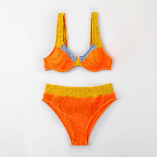Bikini à armatures à blocs de couleurs texturé - SHEIN - Modalova
