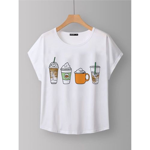 T-shirt à imprimé boisson à manches dolman - SHEIN - Modalova