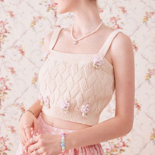 Top en tricot à fines brides fleuri patch - SHEIN - Modalova