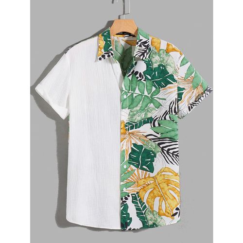 Chemise à blocs de couleurs à imprimé tropical - SHEIN - Modalova