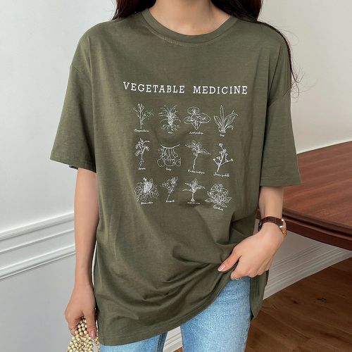 T-shirt plante et à lettres - SHEIN - Modalova