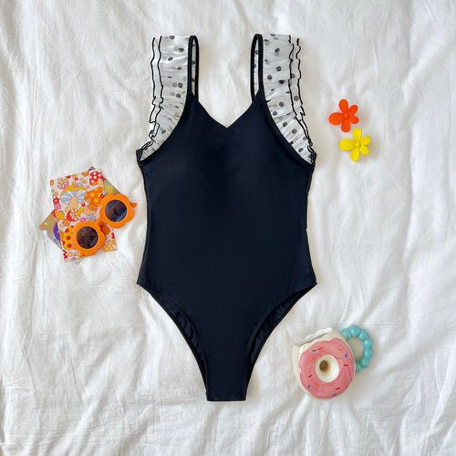 Maillot de bain une pièce à pois multicouche à volants à nœud - SHEIN - Modalova