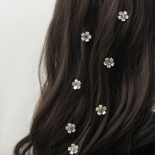 Pièces Épingle à cheveux à strass à fleur - SHEIN - Modalova