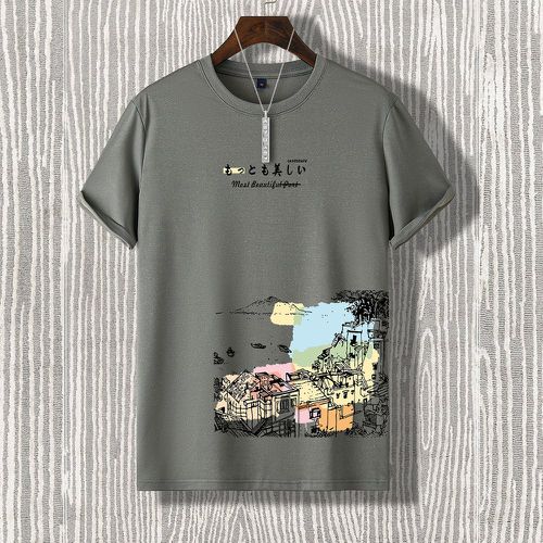 T-shirt bâtiment & lettre japonaise - SHEIN - Modalova
