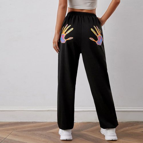 Pantalon de survêtement taille élastique à imprimé empreinte - SHEIN - Modalova